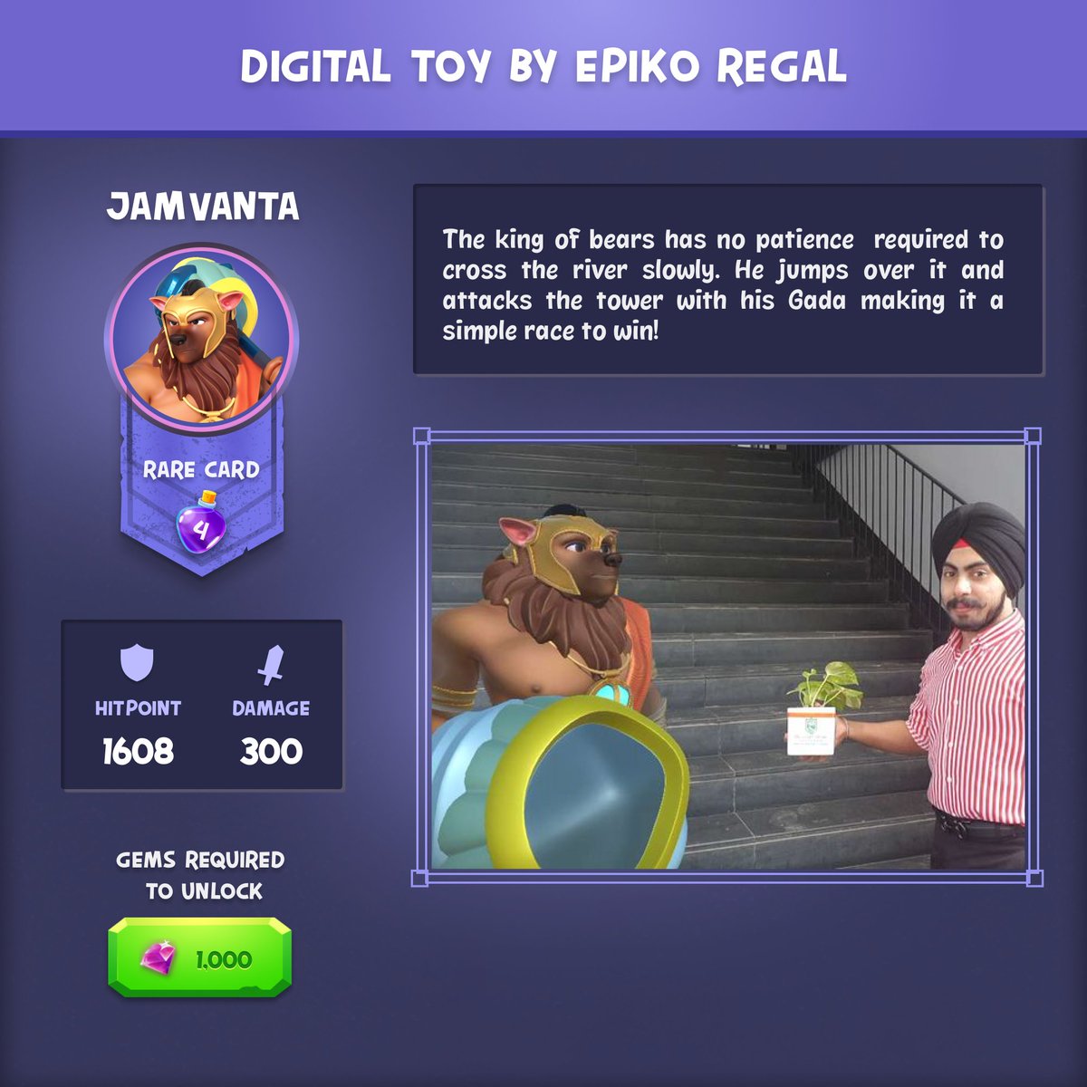 The_Epiko's tweet photo. #Jamvanta is always there to #protect us. He is wise and super #powerful

Enjoy Epiko Regal's AR Collectibles in a real-time environment.

#NFT Coming Soon

#epikoregal #superheros #legends #inspired #epics #comingsoon #digitaltoy #mobilegame #games #gaming #battlegame #rarecard https://t.co/Su8RH7bAUE