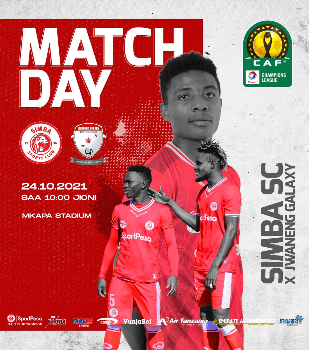 SimbaSC_EN's tweet photo. It’s time for Simba 🆚 Jwaneng Galaxy. #ItIsNotOverKaziIendelee #NguvuMoja https://t.co/a5FjVUEA2i