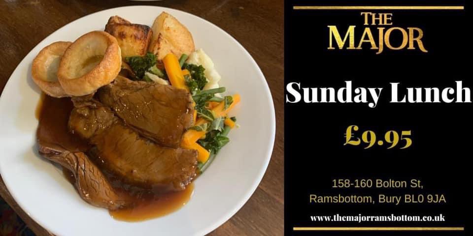 RammyMajor's tweet photo. Sunday Lunch available today from 12.30pm

Contact us to book your table 

01706 580239
info@themajorramsbottom.co.uk 

#pub #food #sundaylunch #SundayFeels https://t.co/YvUEIgNRpZ