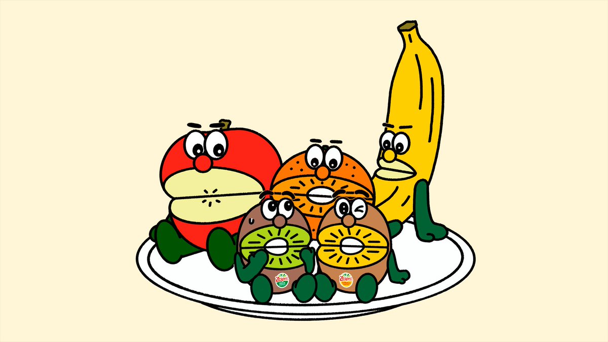 フルーツの先輩たちとこの前記念撮影したんだ 食欲の秋も ゼスプリキウイを楽 ゼスプリキウイ公式のイラスト