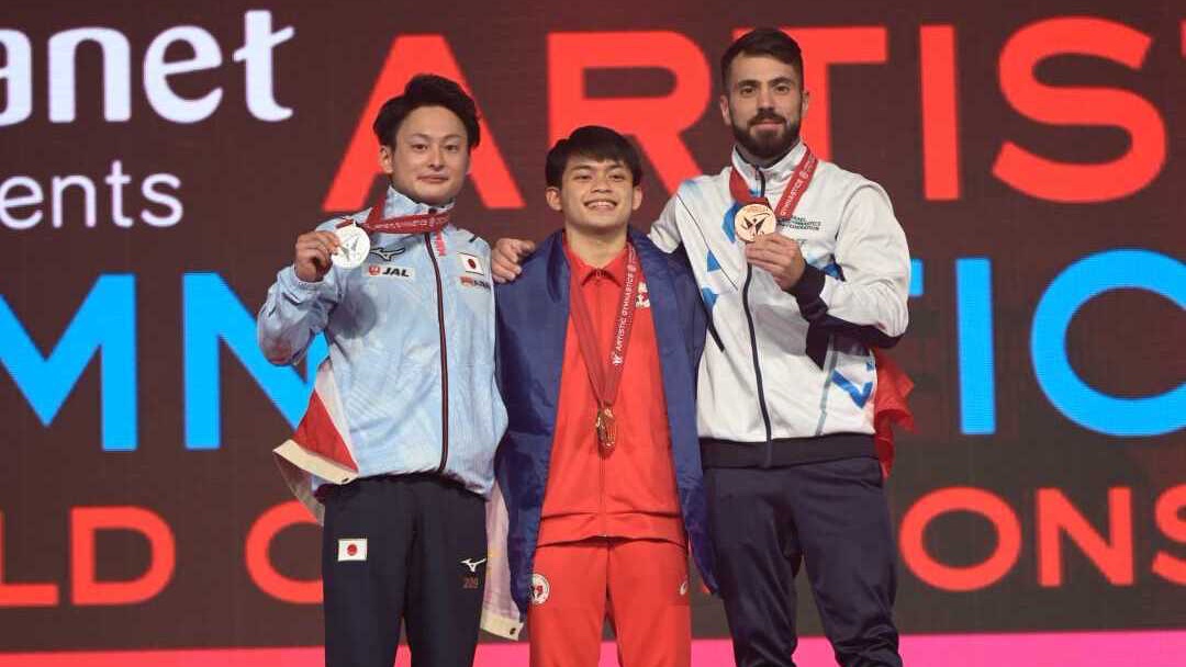 The #Kitakyushu2021 Men's Vault podium 👏

🥇 Carlos Edriel Yulo 🇵🇭 
🥈 Yonekura Hidenobu 🇯🇵
🥉 Andrey Medvedev 🇮🇱

#GWC2021 #Gymnastics