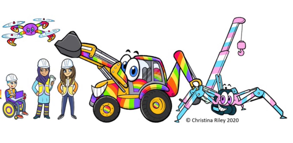 LGBTconstruct's tweet photo. @LGBTconstruct We are back for our 4th year at @LondonBuildExpo in November together with @BuildingEqLGBT #BuildingEquality and #ConstructAbility @Constructabili1 & @Flanneryplant #RainbowJCB https://t.co/vJuARsLAm8