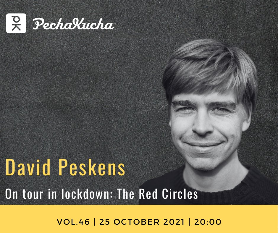 Photographer David Peskens will tell the story about himself and choreographer Joost Vrouenraets travelling in an old camper throughout the Netherlands to perform in public space during the #Covid-19 lockdown. The artists were working on a photo album The Red Circles.
#PechaKucha