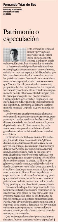 jimonfort's tweet photo. "Cuando tenga a un inversor delante que defiende los activos en los que invierte, averigue si lo hace para conservar su patrimonio o para tener una ganancia rapida" @ftriasdebes #skininthegame "dinero = forma de almacenar valor pasado para el futuro" ¿Criptomonedas = Dinero??? https://t.co/a1sefYCI82
