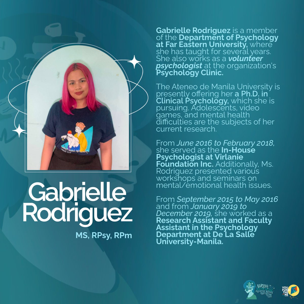 youfundtheoneph's tweet photo. #YouFundTheOne is proud to present our commendable guest speakers,
Ms. Gabrielle Rodriguez and Mr. Alvin Joseph Mapoy, for the upcoming webinar entitled, “BURNOUT: The Case of Digital Fatigue and Revenge Bedtime Procrastination”

Register here: https://t.co/AwHaTBISmg https://t.co/0TW3VREPyI