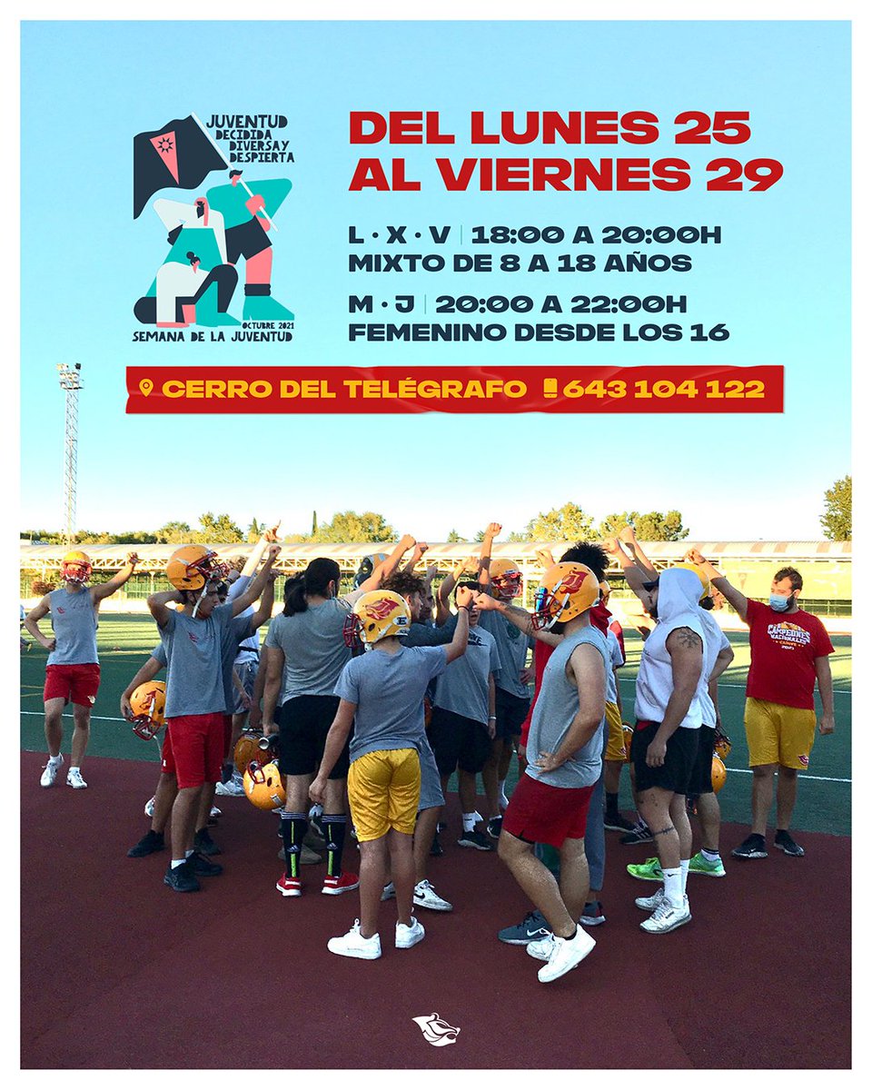 🚸 ¡Semana de la Juventud!

Nos unimos a esta iniciativa celebrando la última semana de octubre con entrenamientos abiertos y gratuitos a toda la juventud ripense.

✅ ¡Del lunes 25 al viernes 29 te esperamos en el Cerro!