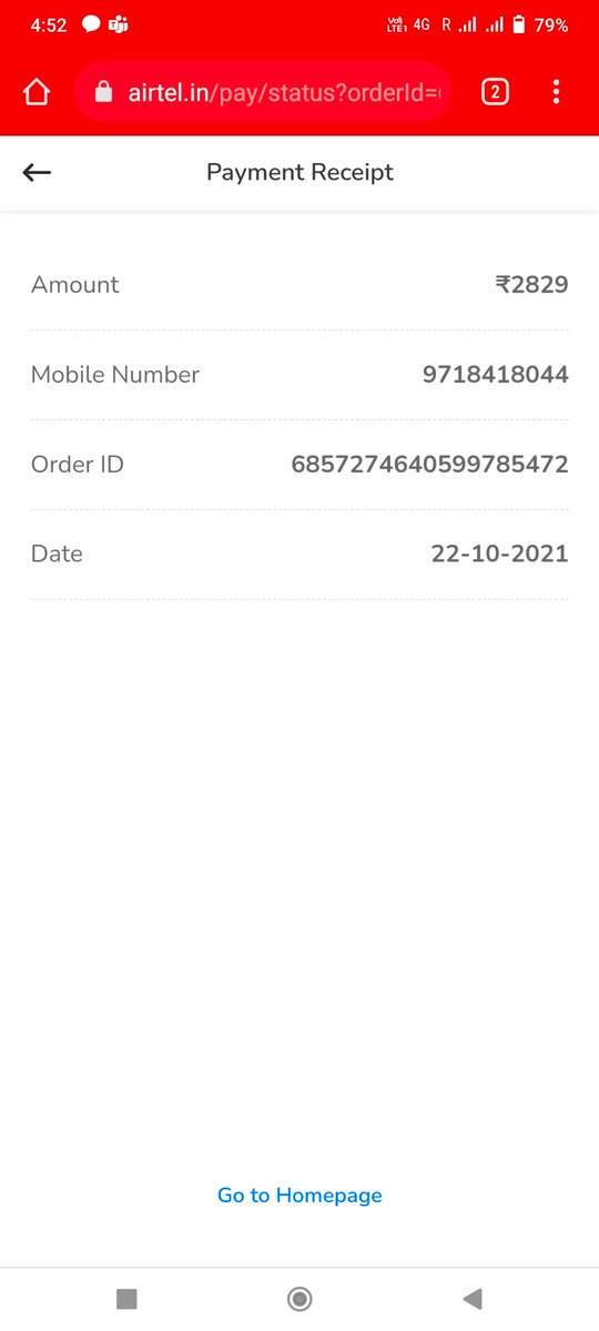 linktoamit's tweet photo. #airtelxstreamfiber I have requested for a new broadband connection on 22-10-2021 and made a payment of 2829 against the connection. Till now there is no any update of installation @airtelindia, stop making fools people's. #AirtelXStream https://t.co/E7grVVy2ms