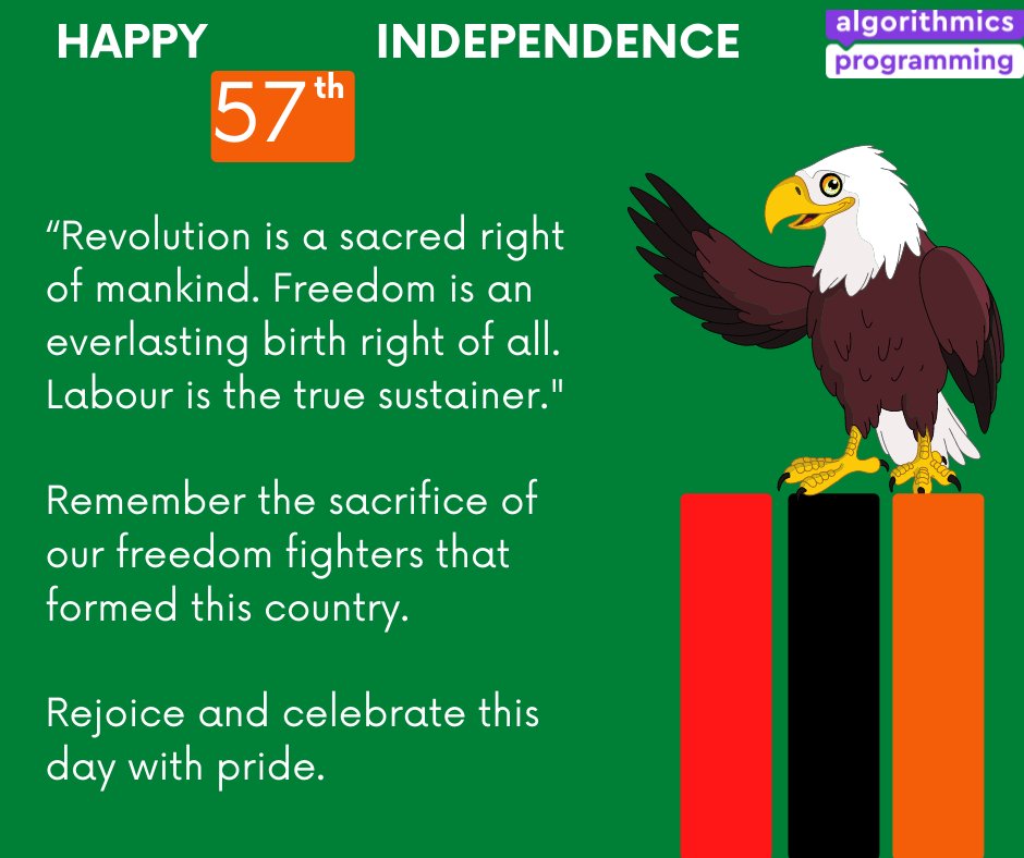 AlgorithmicsZed's tweet image. Happy Independence
Yours Sincerely
Algorithmics Zambia
🌎 🇿🇲