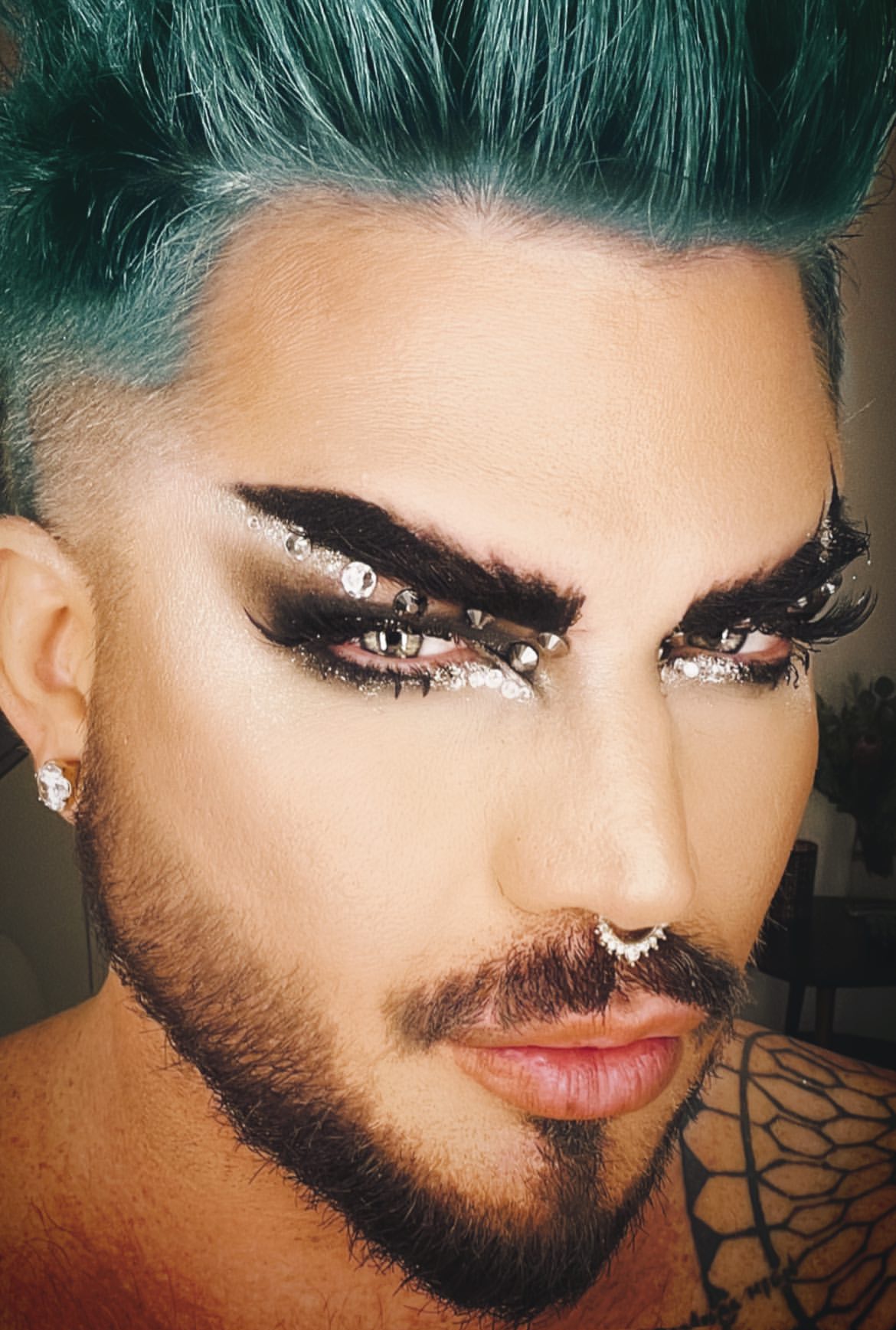 I'm Stealing Adam Lambert's Sparkly Studded Eye Makeup for My