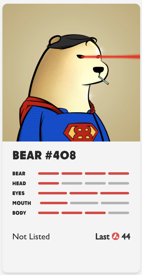 BridgingBears's tweet photo. New record #BridgingBears sale!
Full SuperBear combo sold for 44 $AVAX! https://t.co/OKglhaKC8L