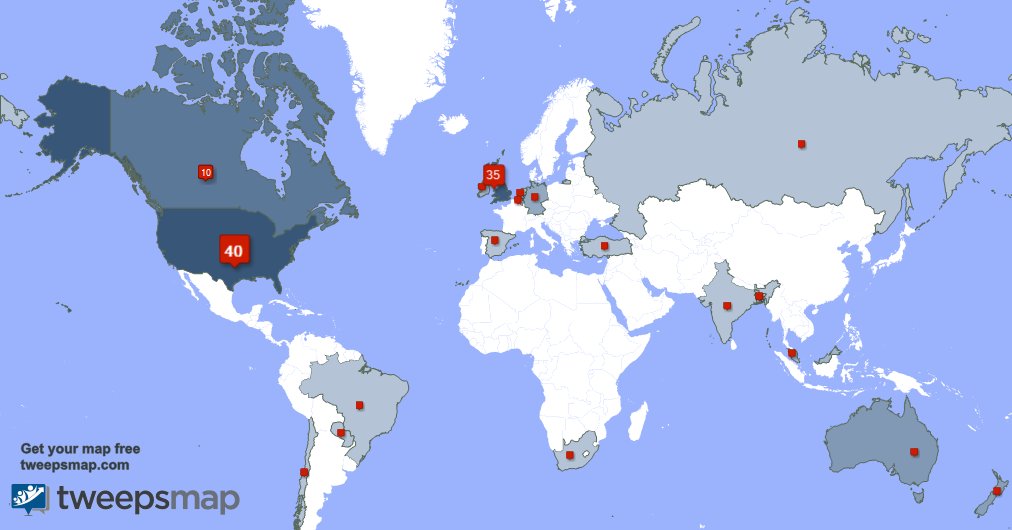 My followers are in USA(42%), UK.(36%)... Get your map too: tweepsmap.com/!Tinker_Puss