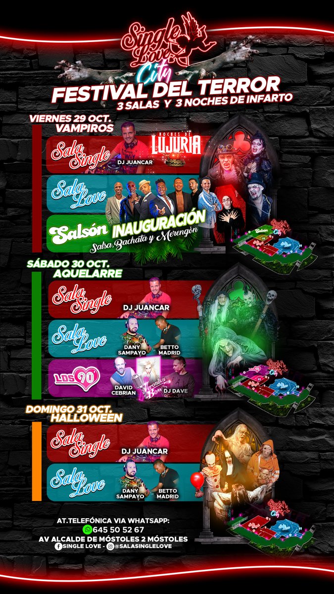 SalaSingleLove's tweet photo. El año pasado no pudimos celebrarlo, pero este año no podíamos fallar. Os presentamos el Festival del Terror de Single Love City. Tres noches. Tres salas. Diferentes ambientes.  Sólo hay un requisito para entrar: 

¡TRAER DE CASA LAS GANAS DE PASARLO BIEN! 😆 https://t.co/d3Iah2PLP1
