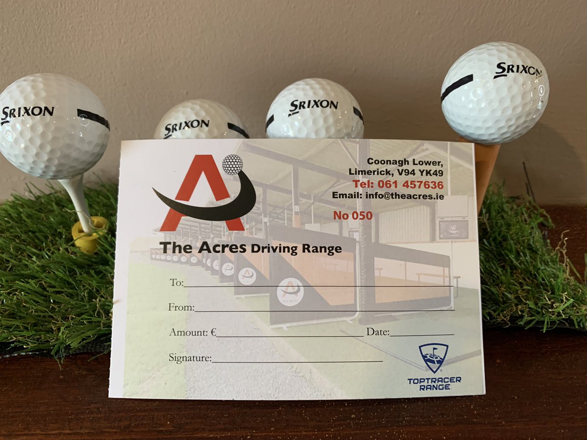 AcresRange's tweet photo. Gift vouchers are now available at The Acres Driving Range, Coonagh. Receive a 10% bonus when you purchase over โฌ50.00 worth!
For bookings, visit https://t.co/wYoe8U5osg or call (061)457636 #TheAcres #acresdrivingrange #acresrange https://t.co/MImmK0uOgJ