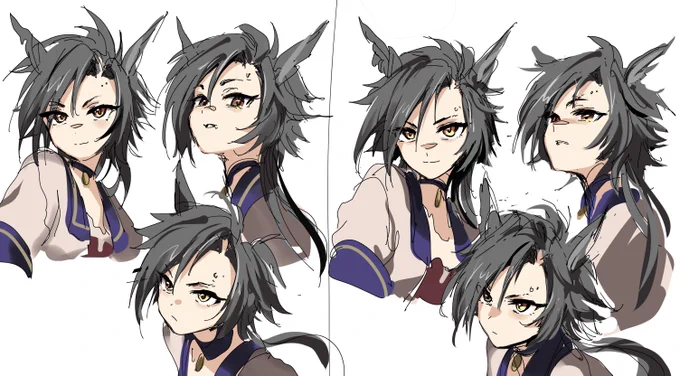 シャカール描きたくて観察…。上から顔を見ると面長に見えるのかなと思いました。 #ウマ娘 