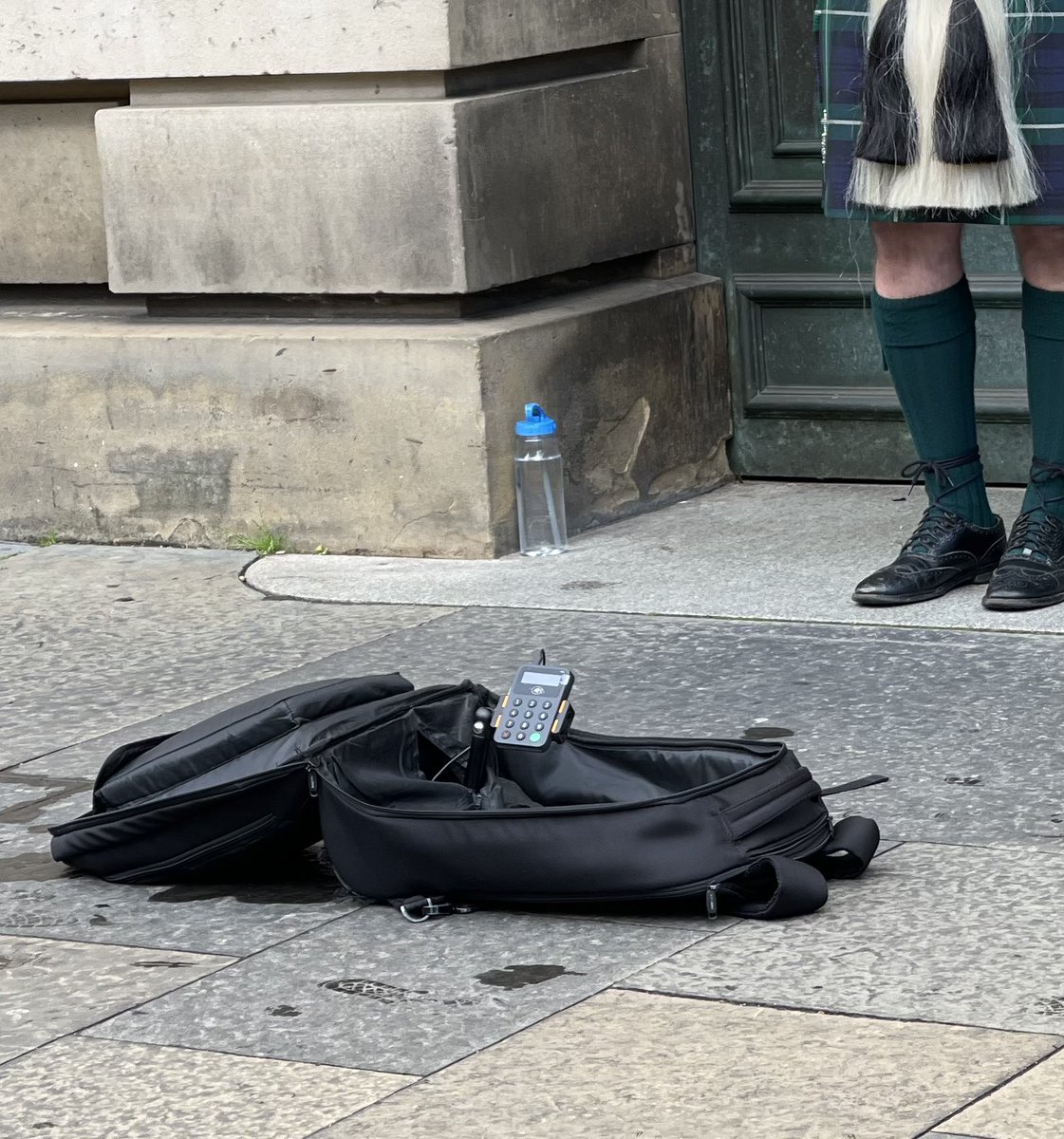 KenGodsman's tweet photo. I’ve seen it all now ……. Buskers taking contactless payment. #changedworld https://t.co/TNVTrI094m