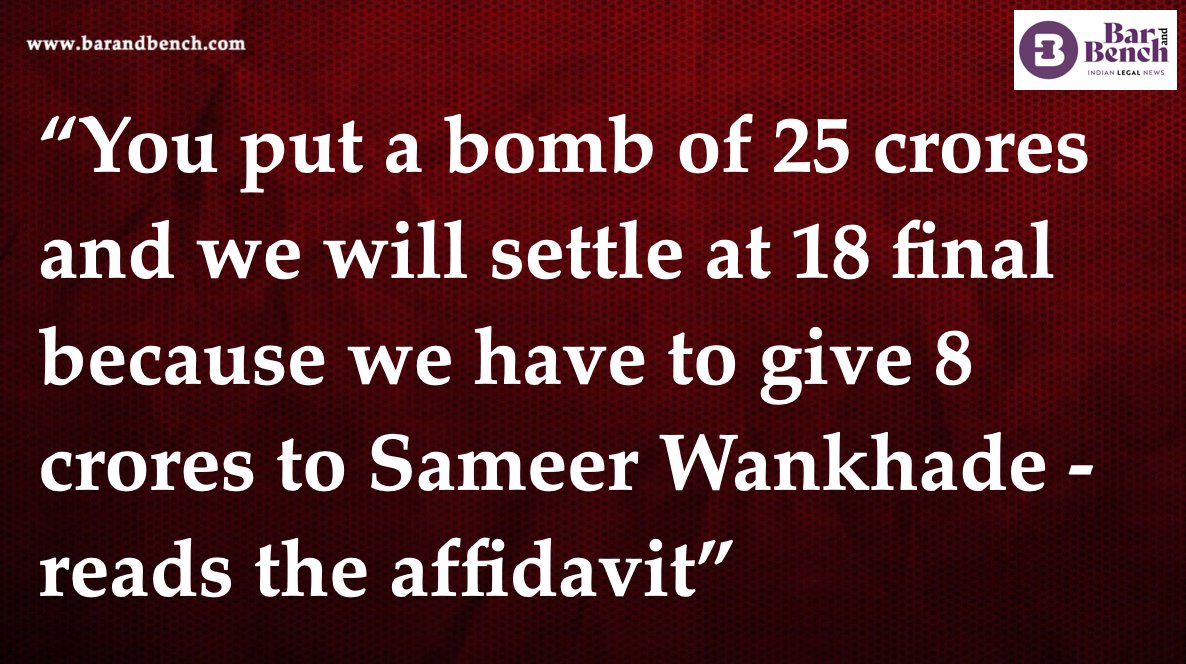 barandbench's tweet photo. KP Gosvani's bodyguard in his affidavit on what he heard the night Aryan Khan was arrested

- Empty pages signed
- Bribe amount of 25 crores to be extorted from Shah Rukh Khan
-Alleged Pay off to #SameerWakhende

#ShahRukhKhan #NCBExtortionExposed

Story - https://t.co/tdCPdzMI8j https://t.co/3X3G3ClrxQ