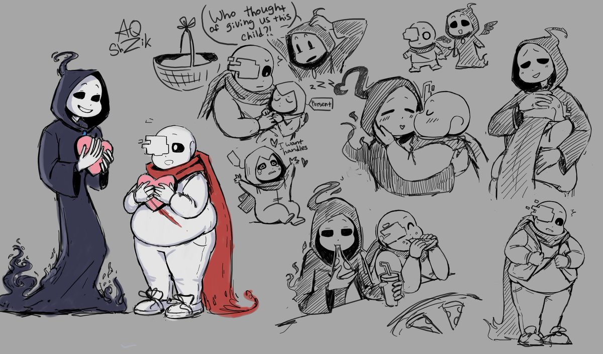 AloniQuiet's tweet photo. Sketches (×_×)⌒☆
I haven't drawn Geno and Reaper for a long time
I just forgot how to draw them...
#undertaleAU https://t.co/zb3wEhz4HL