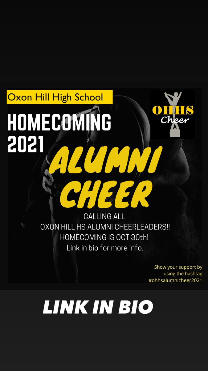 OxonHillCheer's tweet photo. It’s homecoming season!!🙌🏾🏈🎉
🗣CALLING ALL ALUMNI CHEER 
OHHS Homecoming game is Saturday, October 30th at 2pm. 
Sign up to participate by THIS MONDAY, OCTOBER 25TH. 
Link in bio. #clippernation #alumni #cheer #welcomehome https://t.co/Ia9A8CyaJA