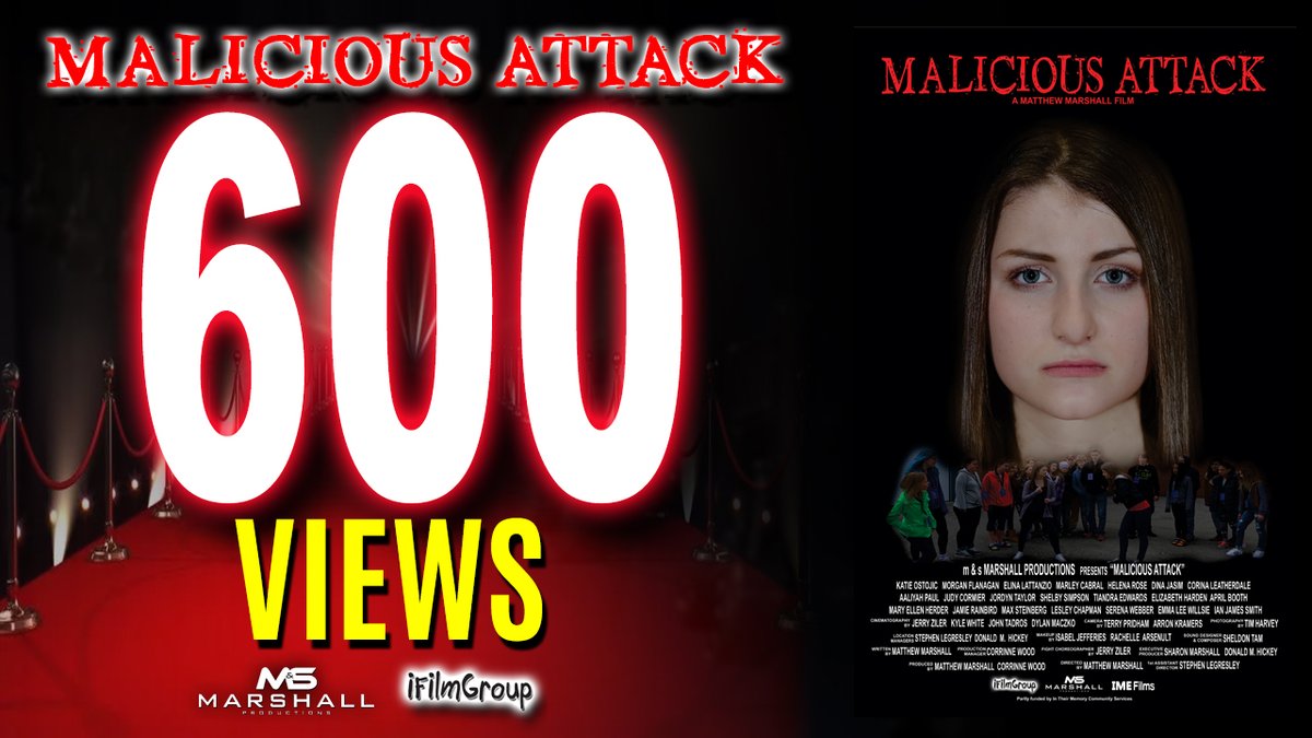 msmarshallpro29's tweet photo. The #dramatic #film "Malicious Attack" has reached 600 #views.
#jointhemovement #watchit

https://t.co/aJVFr5X34l

#maliciousattackfilm #iFilmGroup #msmarshallproductions  #filmmaking #antibullying #makingadifference #bullyingtheme #bullying #bullyawareness #600views #stompitout https://t.co/jFCulvx1LL