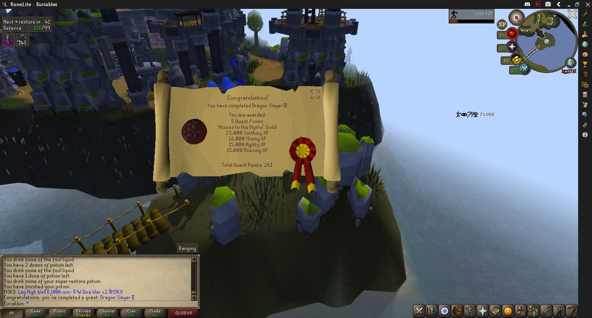 InSpEcToR_JaY's tweet photo. Big adrenalin rush today! 😄 Joined the club of the myths! One of the best experiences in my #osrs journey. Burn in hell Galvek! #dragonslayer2 is done. 🐉 🔥 There are only a few more quests to do. What a day! 😅 https://t.co/RiidiBldJl