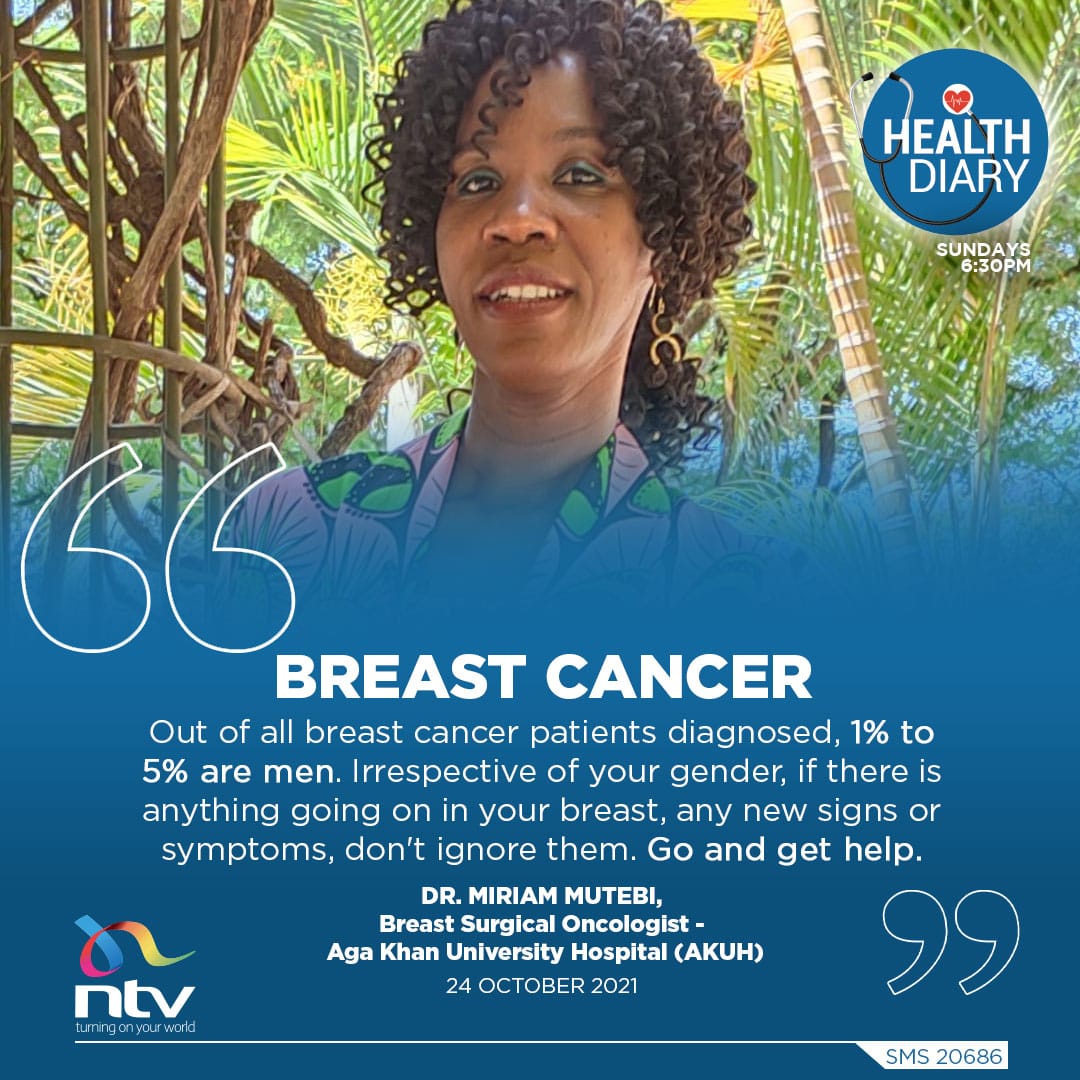 HealthdiaryNTV's tweet photo. Many men are oblivious they can get breast cancer. Get the facts right this Sunday at 6:30pm on @ntvkenya 

#HealthDiaryNTV https://t.co/ZjxwX95SY4