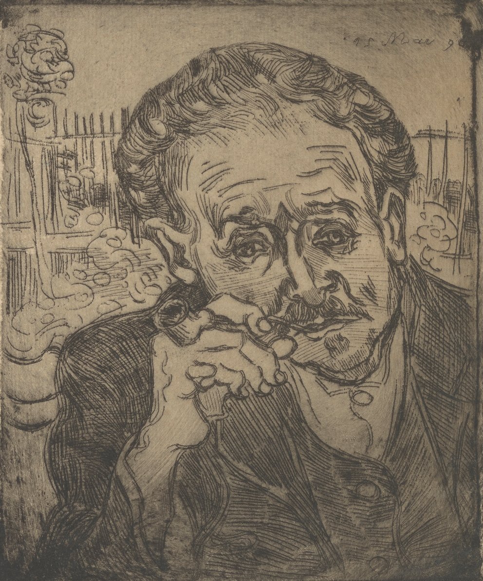 vangoghmuseum's tweet photo. Van Gogh only made a single etching during his time as an artist, that of 'Portrait of Doctor Gachet' (1890). It was Doctor Gachet himself who encouraged Vincent to make the etching. He experimented with different coloured ink &amp; types of paper. 🌻 Portrait of Doctor Gachet (1890) https://t.co/NJOiETskDZ