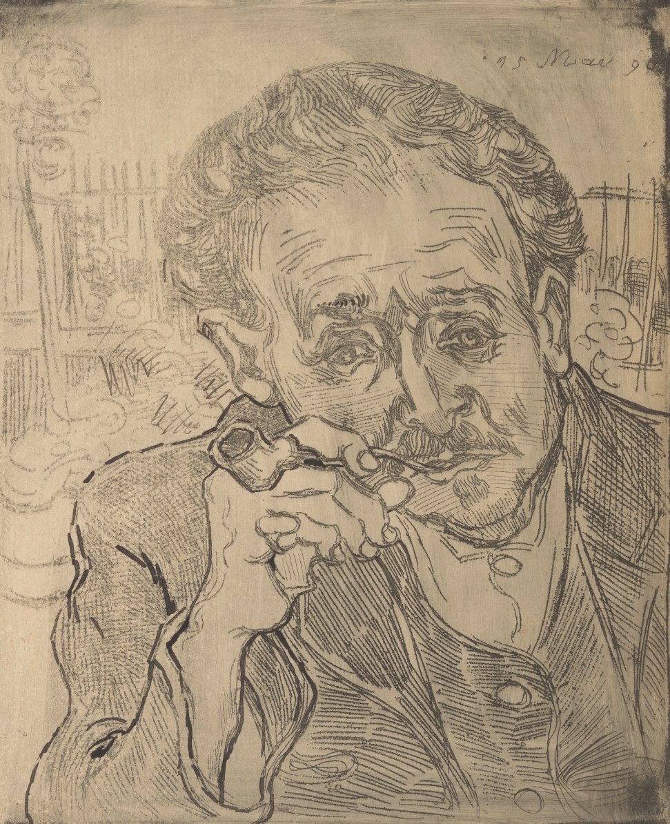 vangoghmuseum's tweet photo. Van Gogh only made a single etching during his time as an artist, that of 'Portrait of Doctor Gachet' (1890). It was Doctor Gachet himself who encouraged Vincent to make the etching. He experimented with different coloured ink &amp; types of paper. 🌻 Portrait of Doctor Gachet (1890) https://t.co/NJOiETskDZ
