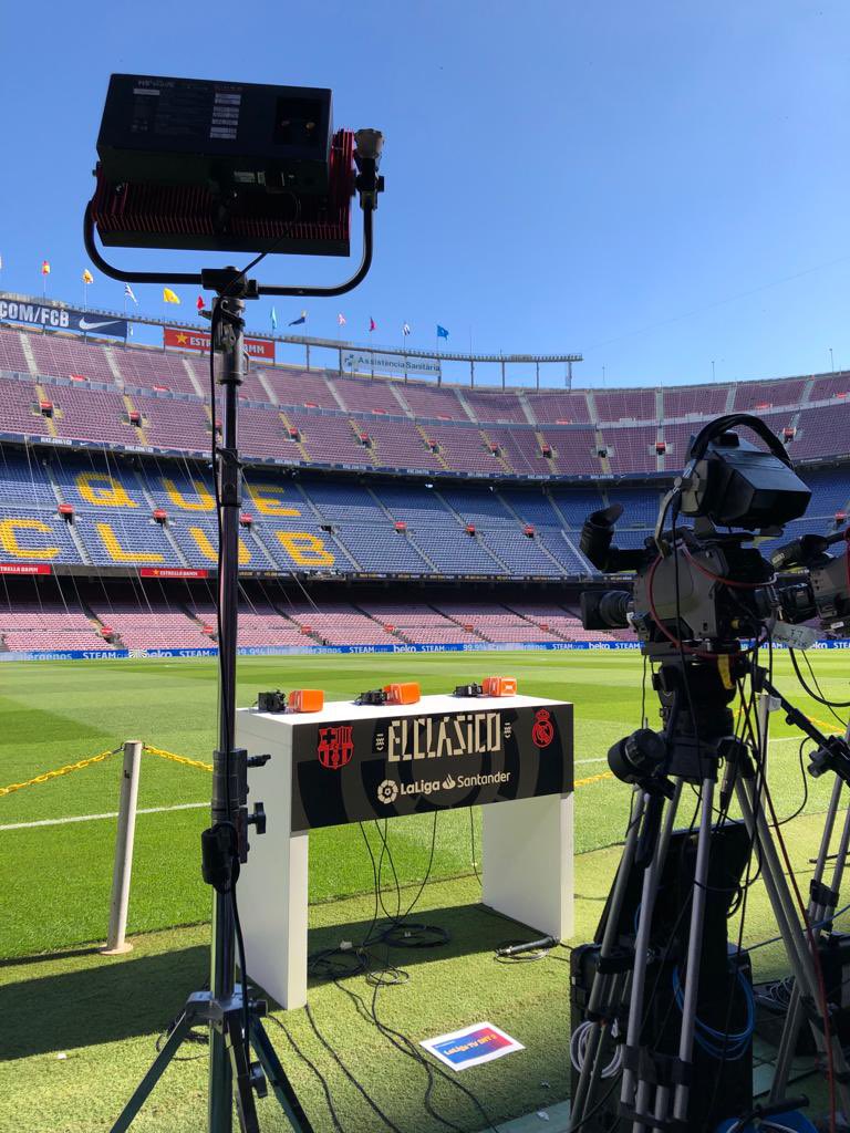 LaLigaTV's tweet photo. The stage is set. 💫

Less than one hour to go until our #ElClasico coverage begins…

Join us LIVE from the Camp Nou at 1pm BST on #LaLigaTV! 🏟 https://t.co/rl6ZcpJgob