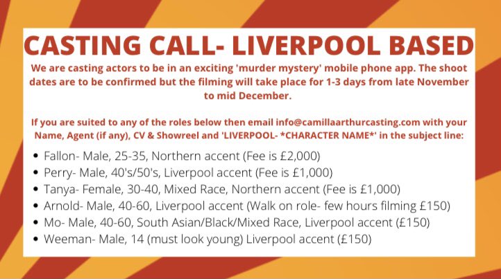 #castingcall #casting #Liverpool <a href="/CDAssoc/">CDA</a>