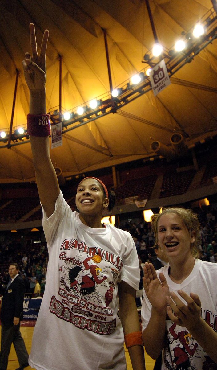 BBallMuseumIL's tweet photo. Naperville Central (33-2) went back-to-back in winning the 2004 Class AA State Title defeating New Trier 48-37. Candace Parker was incredible blocking 8 shots, scored 29 pts. & had 13 rebounds in the championship game. The Lady Redhawks won their last 30 games in a row. https://t.co/axo7zBhlOr