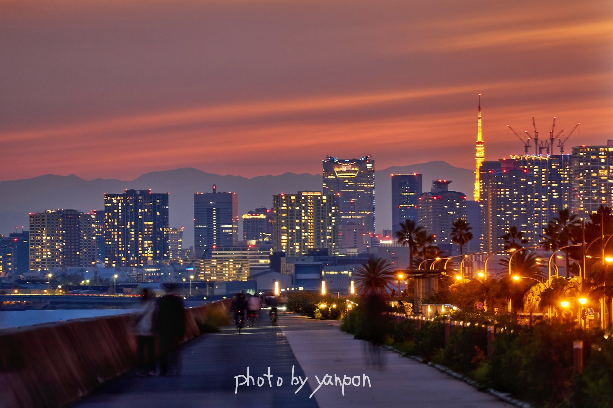 房総の絶景 浦安市 舞浜遊歩道 夕暮れの東京摩天楼 輝く東京タワーや六本木ヒルズなどの東京ビル群が美しい 撃沈ダイヤモンドの後はこの風景に限る Raw現像です 撮影 房総の絶景 房総 千葉 絶景 東京摩天楼 東京ビル群 舞浜遊歩道