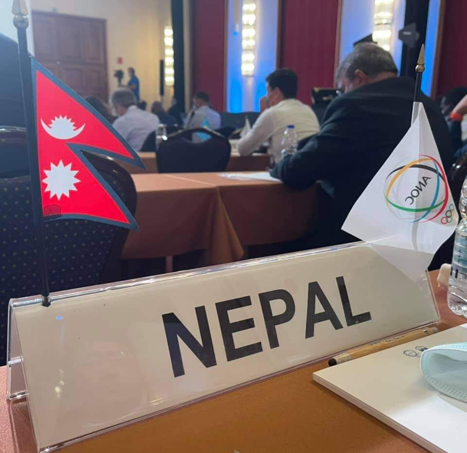 NocNepal's tweet photo. President of NOC/ Member of Parliament Honourable Jeevan Ram Shrestha and Secretary General of NOC Mr.Nilendra Raj Shrestha on ANOC (Association of National Olympic Committees) XXV GENERAL ASSEMBLY, Crete, Greece. https://t.co/U3LfcG6fJV