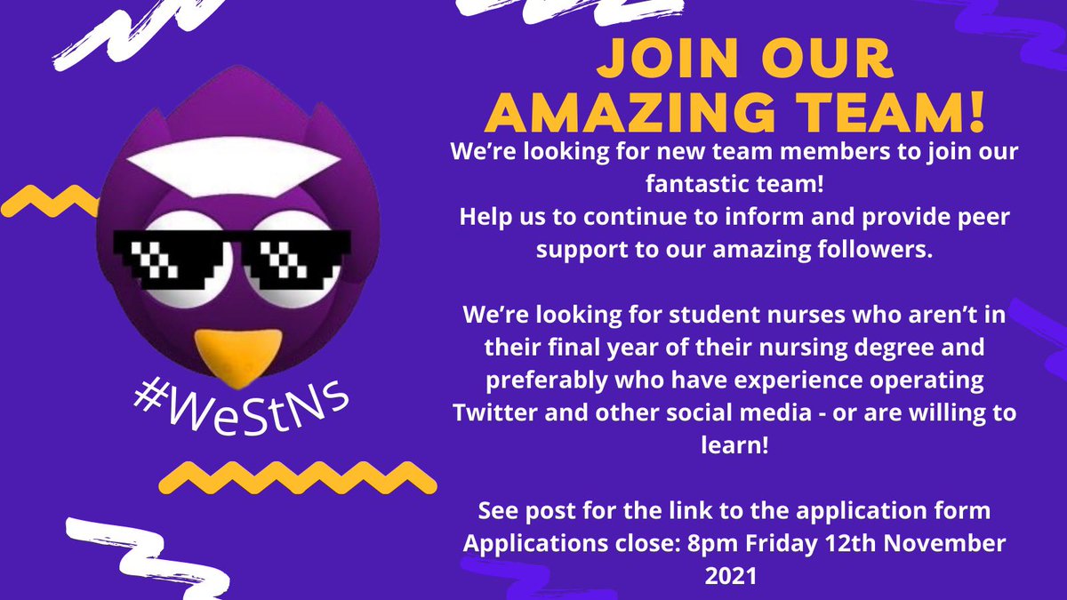 WeStudentNurse's tweet photo. If you are a nursing student and interested in joining our team do think about applying. Itβs a fantastic opportunity to provide peer support and meet other nursing students! #WeStNs https://t.co/hf3MnJu93o