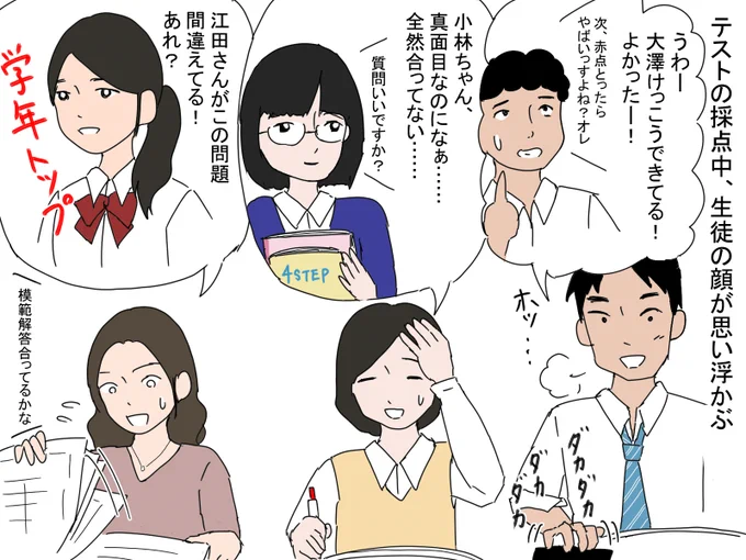 テストの採点中に、生徒の顔が思い浮かぶ時がある。
一方で、感情も何もかも「無」となって、ひたすら採点するマシンのようになる時もあります。 