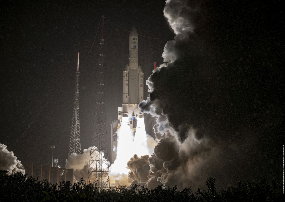 SES-17 Successfully Launched on Ariane 5 | Space News spacenews.lu/?p=9926#.YXVB2… photos Businesswire,ESA #ses #ses17 #launch #ariane5 #kourou #luxembourg #americas #technology #aeronautic #maritime #enterprise #government #thales #alenia #space #spacenews #orbit #esa