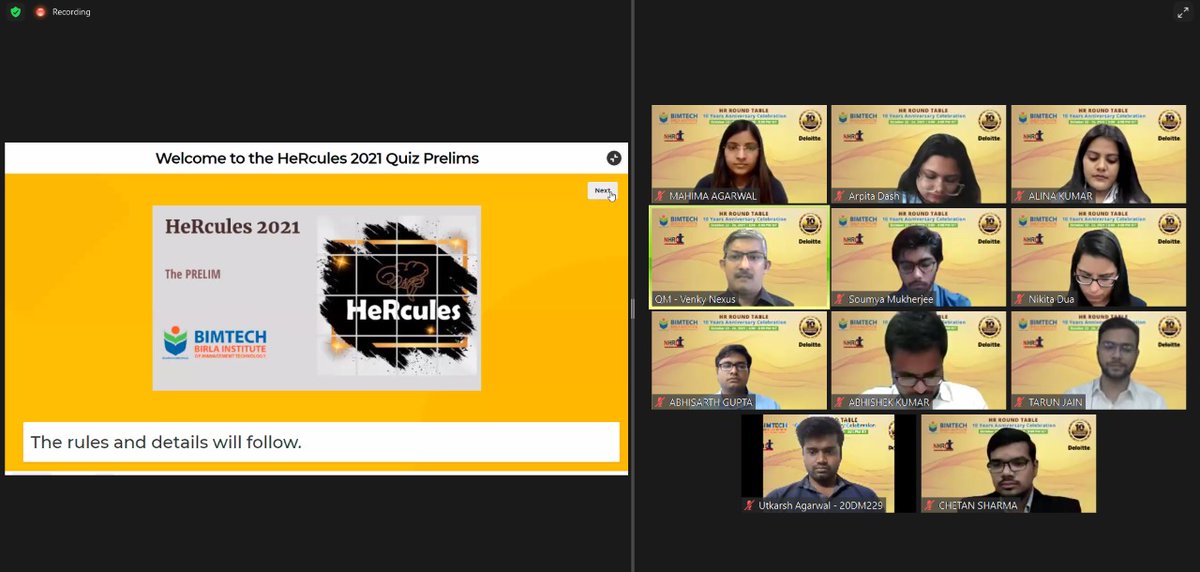 MediaBimtech's tweet photo. Day 3 of HR Round Table,  quizmaster Venky commences HeRcules 2021 quiz prelims.
#mediaconduit #wekeepyoutrending #hercules #roundtablediscussion https://t.co/3MnfVypKAx
