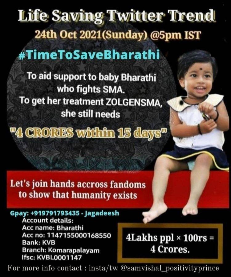 Samieanfp's tweet photo. Pray and hope baby Bharathi gets enough fund for her treatment 🙏 

#TimeToSaveBharathi https://t.co/whHPscxzxD