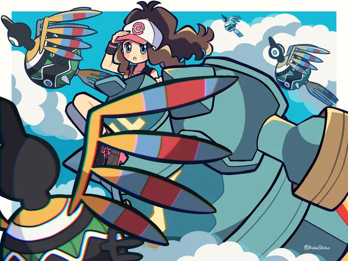 トウコ &amp; ゴルーグ &amp; シンボラー
(Hilda &amp; Golurk &amp;  Sigilyph) - Pokemon
#ポケモンイラスト 