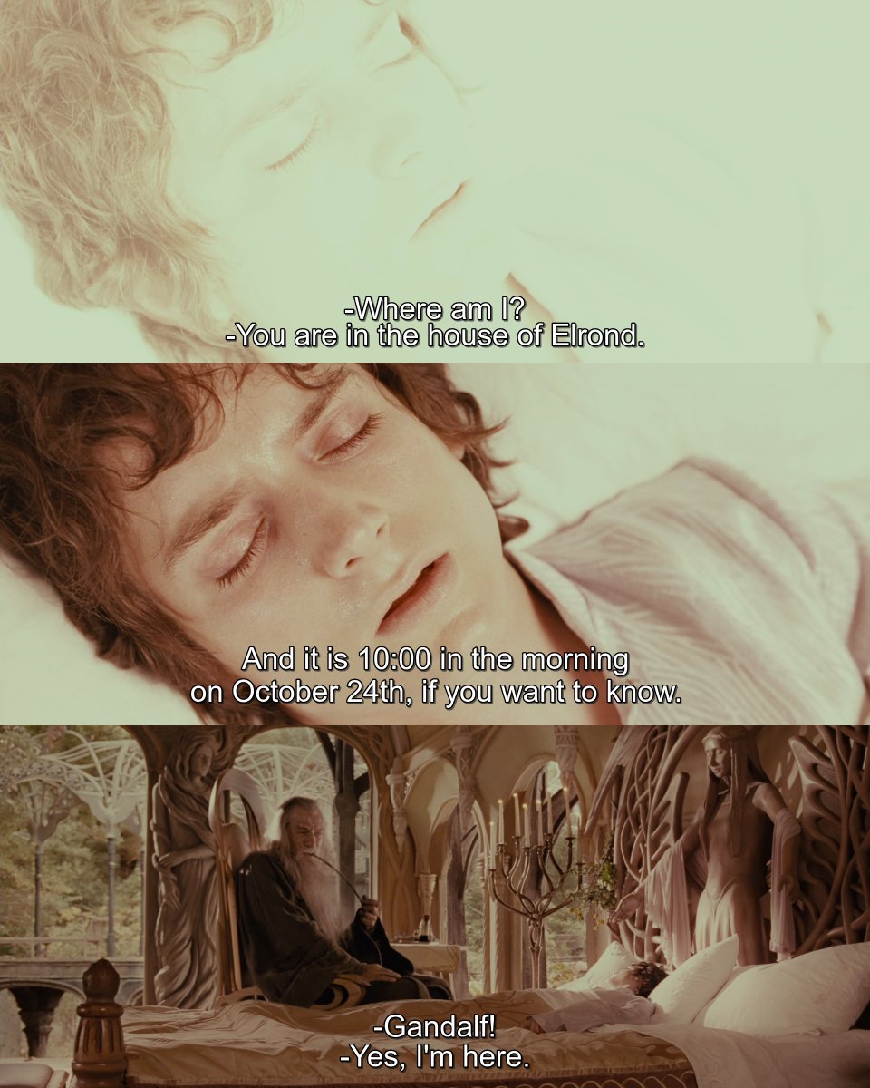 Oct 24th - After getting stabbed by the Witch-King, Frodo Baggins (<a href="/elijahwood/">Elijah Wood</a>) awoke at Rivendell #LordOfTheRings #FellowshipOfTheRing