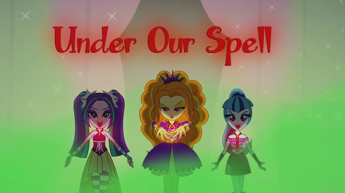 Девочка эквестрии песни на английском. The Dazzlings under our Spell девочки. Песня under our Spell– Dazzlings. Under your Spell the Dazzlings обложка. Даззлингс куклы.