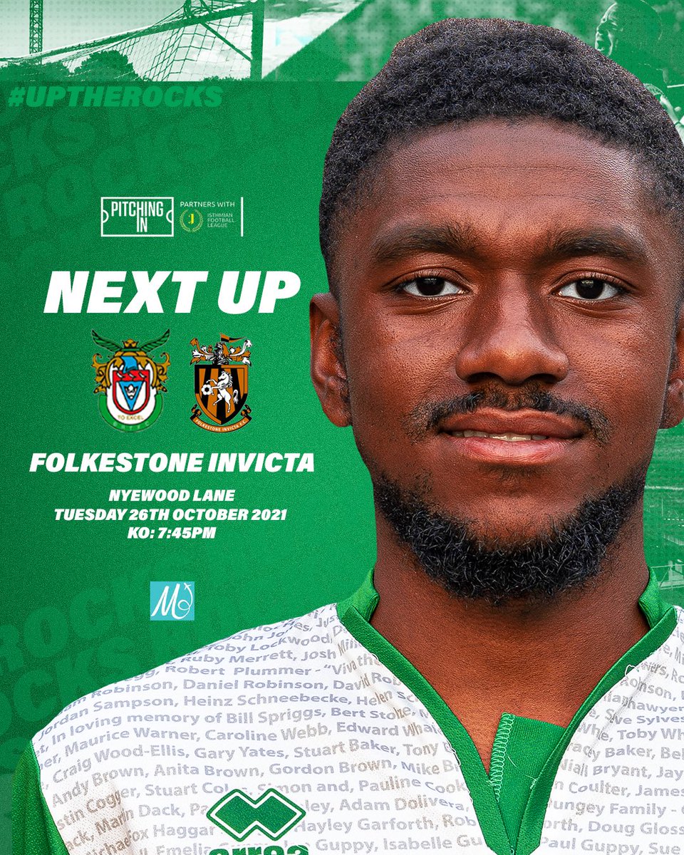 rocks1883's tweet photo. #NextUp 

The attention turns to Tuesday where we welcome fourth placed @FIFC to Nyewood Lane in the @IsthmianLeague 

#uptherocks💚 https://t.co/8YZpz4BTIP
