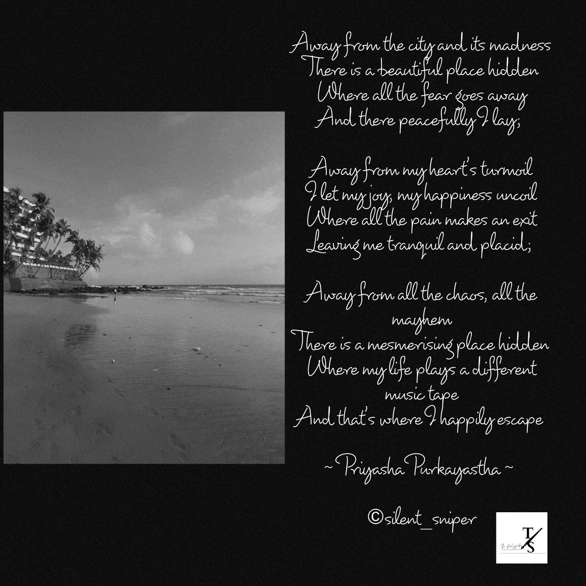 PriyashaPurkay3's tweet photo. ~ Escape ~ ๐
#Silent_Sniper
#escape #beach #beachlife
#beachpoetry #hometown #home #mesmerising #goa #goabeach #beachesofgoa #beachesofindia #poetryoftheday #poetrycommunity #poetrylovers #poetryisnotdead #poemsporn #poemsoftheday #poemoftheday #India https://t.co/1IIocshUtG