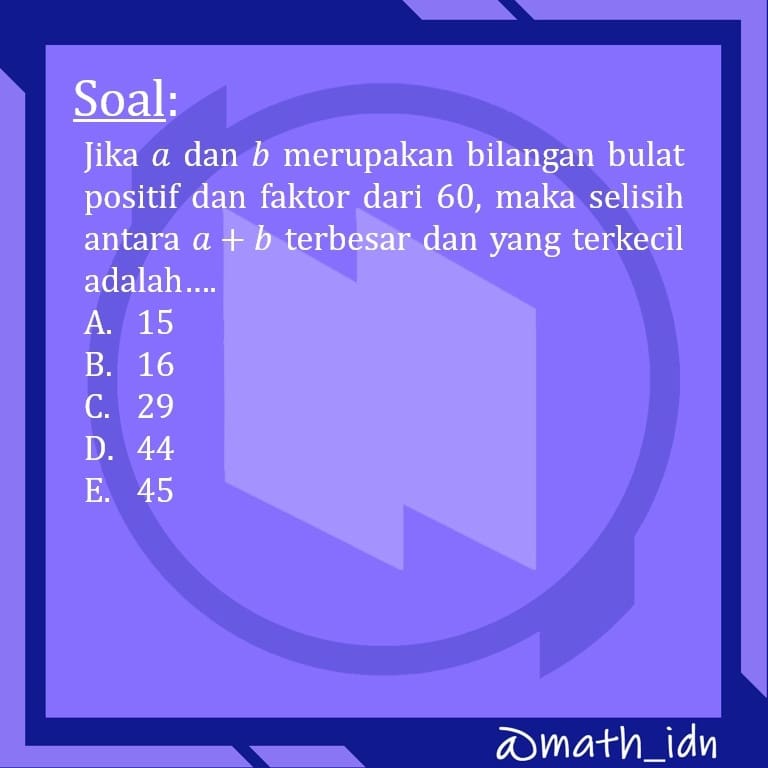math_idn's tweet photo. Jawaban soal sebelumnya!
.
.
.
#mathidn #matematikadasar #utbk2022 #sbmptn2022 #math #mtk #materiutbk #ugm2022 #undip2022 #ui2022 #simakui2022 #simakui #matematiksaintek https://t.co/P2Sl3nPoDP