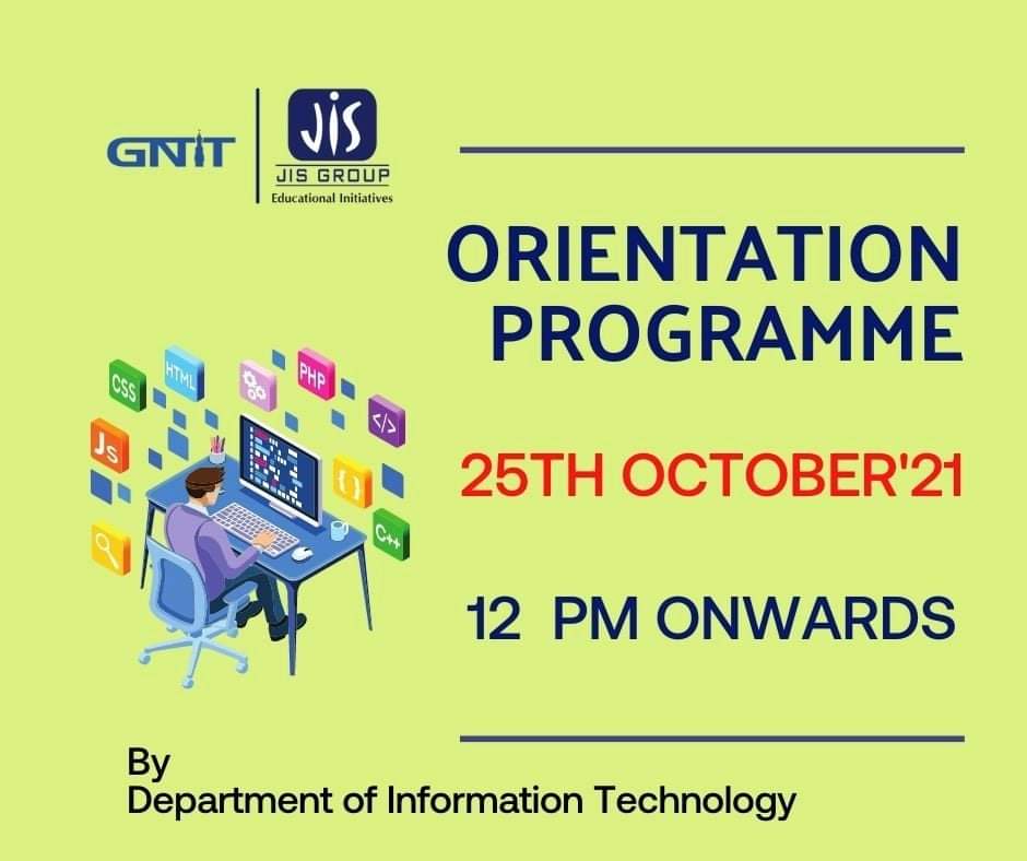 gnitsodepur's tweet photo. Orientation 2021
Information Technology
25th October

#Orientation #Orientationday #OrientationProgram #CSE #Orientation2021 #Orientationprogram2021 #informationtechnology 
#IT #BTech #EngineeringCourse https://t.co/yhxN4JVo4u