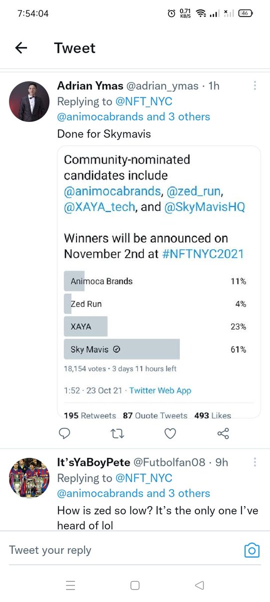 junrey07's tweet photo. @NFT_NYC @animocabrands @zed_run @XAYA_tech @SkyMavisHQ @SkyMavisHQ FOR ME .. COZ IT HELPS ME TO GET EXTRA INCOME 💕🎉🎉 https://t.co/5u9Ac8jAhf