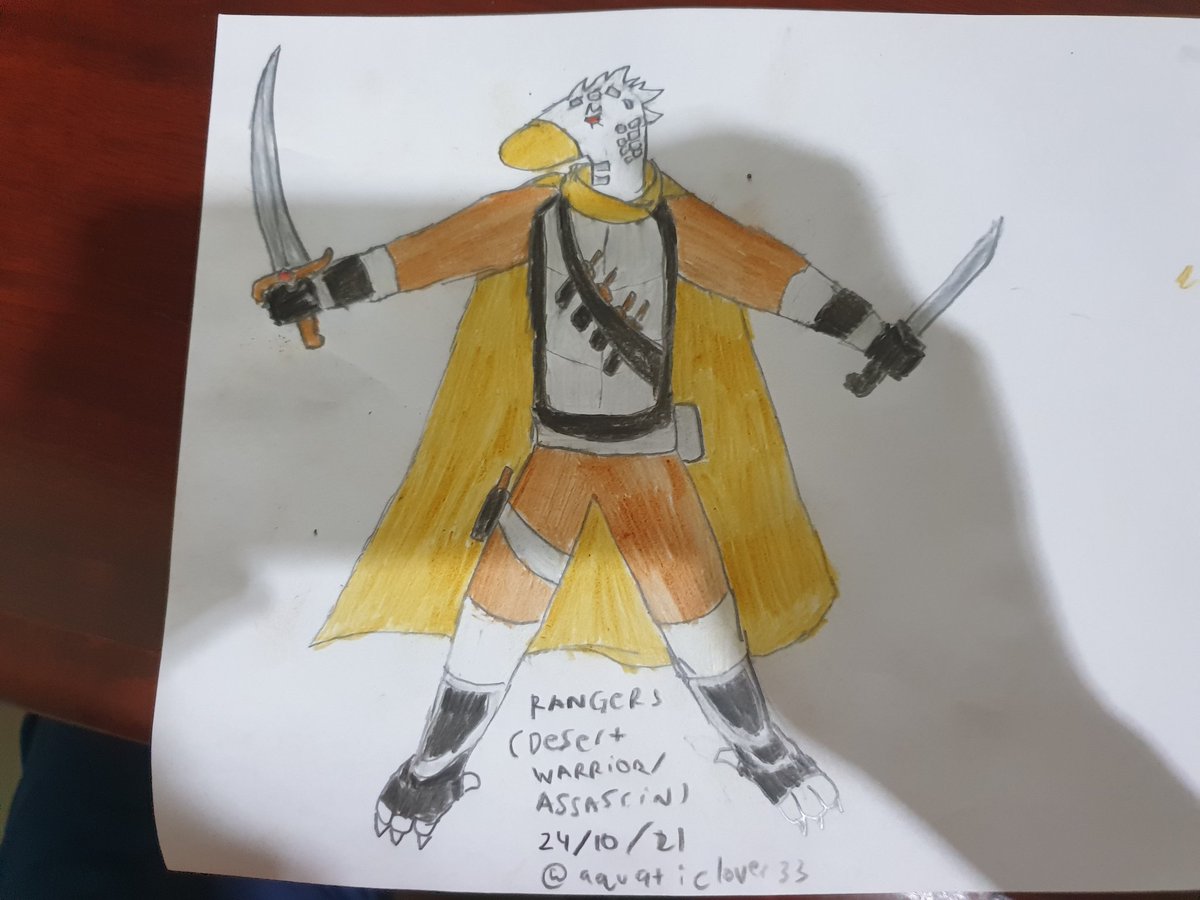 aquaticlover33's tweet photo. And this is my 2nd version for Assassin Rangers. I imagined his origin to come from Sargon so I outfitted him with weapons that are possibly native of that region.

#Arknights 
#ArknightsFanArt 
#2StarOperator
#Rangers
#WarriorAssassinRangers https://t.co/yPYoFBa2F2
