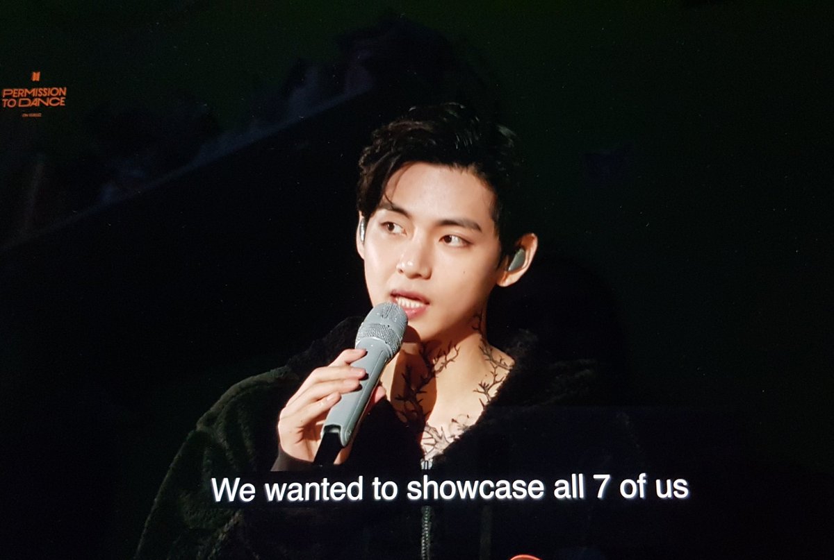90_cestlavie's tweet photo. "I know some noticed this concert there's no individuals. It's our 1st try. We wanted to showcase all 7 of us without solo acts and I was really looking forward to it."
Taehyung @BTS_twt 🥺💜 #PTD_ON_STAGE https://t.co/CGWt2Syr5U
