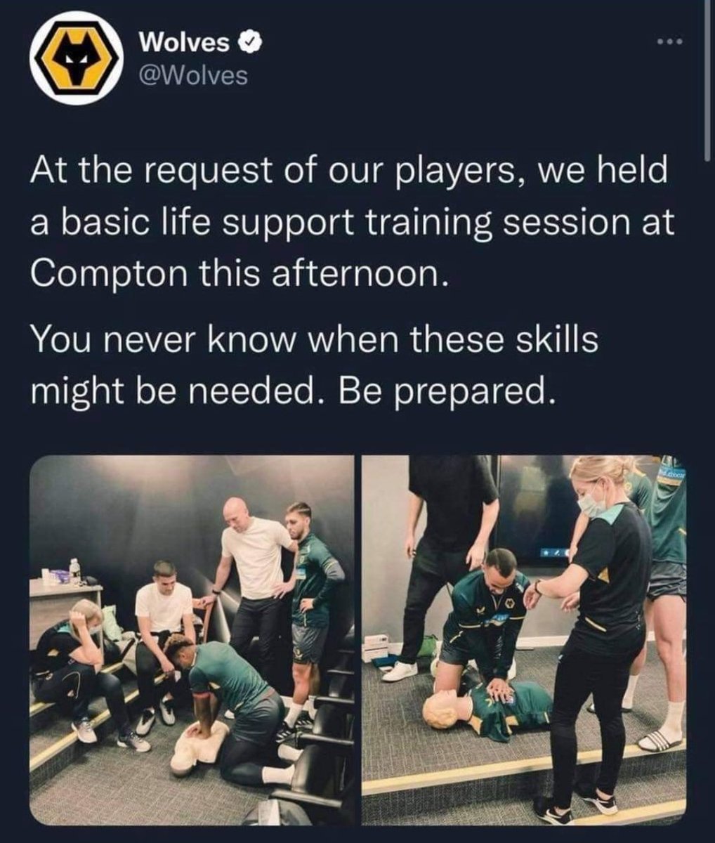 This should be taught from a young age in all schools &amp; in every workplace, you never know when it may be needed, that quick action could be what it needs to help save that person's life. Well done <a href="/Wolves/">Wolves</a> now if all others could follow suit please #BasicLifeSupport #officalwmas