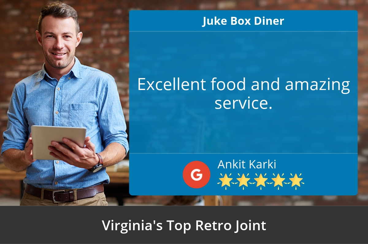 JukeBoxDiner's tweet photo. 5 Star: Ankit K. "Excellent food and amazing service." https://t.co/UyDhQ4oaJf https://t.co/ELfuzoRdWR