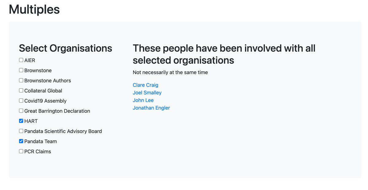 I made something over at starsofcovid.github.io, and now you can easily see who has been involved in any combination of groups that you wish to. Just click on the checkboxes. starsofcovid.github.io/multiples.html